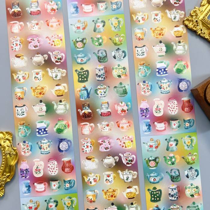 Graceful Cup Kraft Paper Sticker Roll