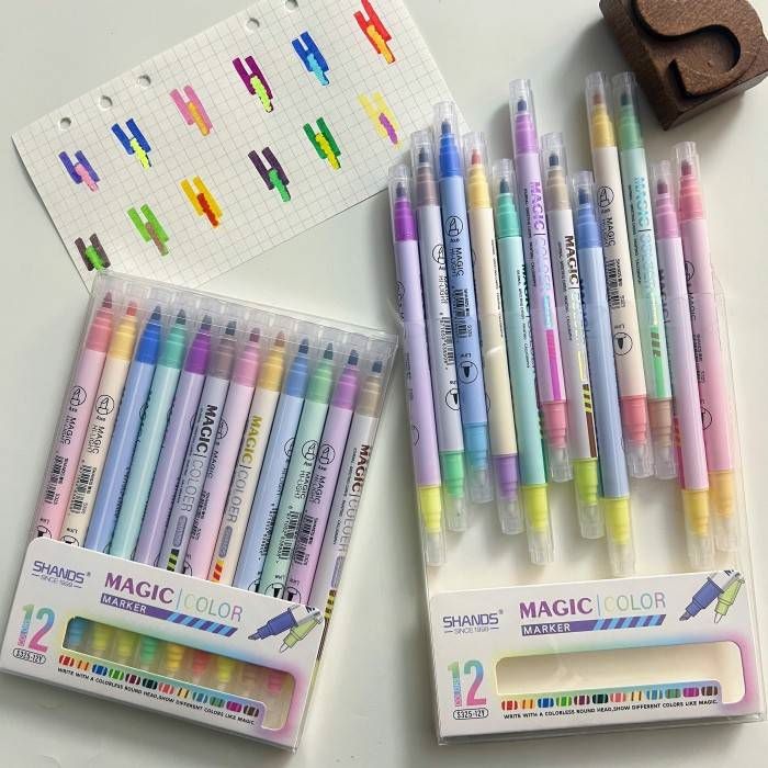 Dual Tip Magic Highlighters 12 Colors