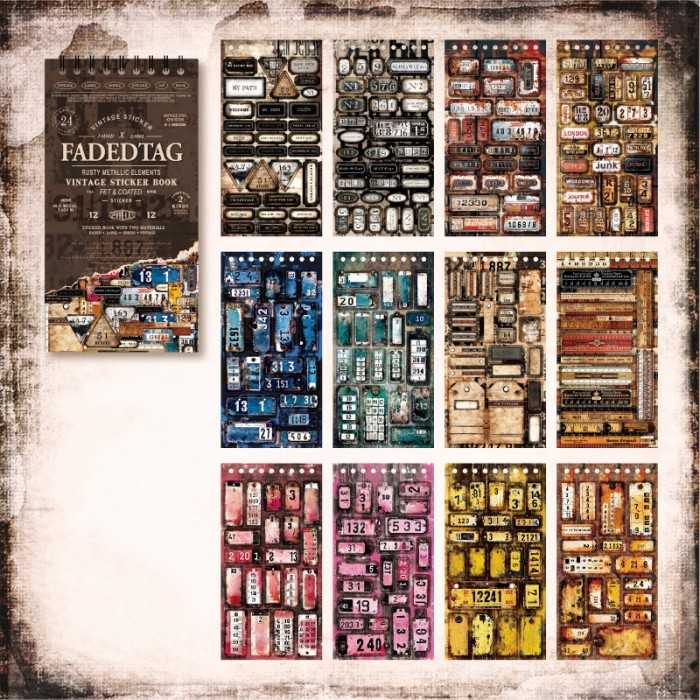 Faded Label Sticker Book 24Sheets
