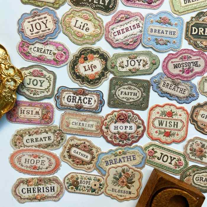 Flowers Embroider Sticker 60PCS