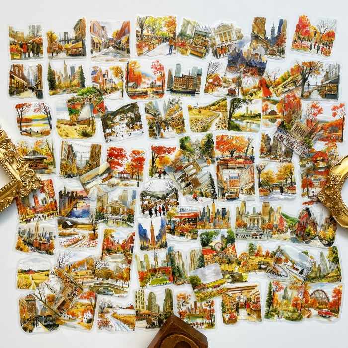 Red Maple City Sticker 75PCS