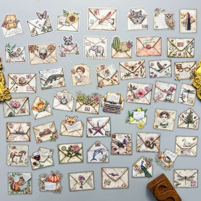 Antique Envelope Sticker 50PCS