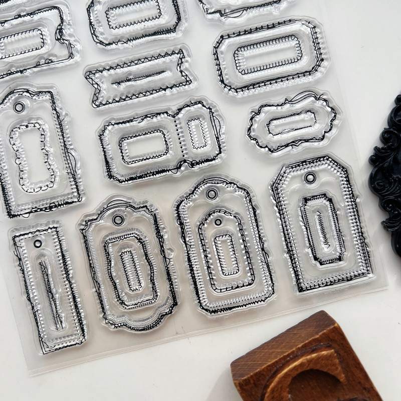 Stitched Labels Clear Stamp