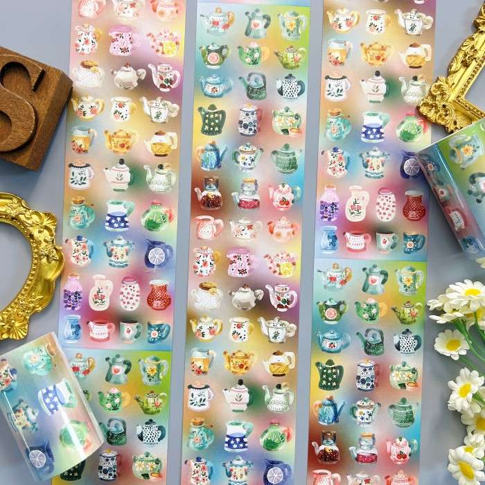 Graceful Cup Kraft Paper Sticker Roll