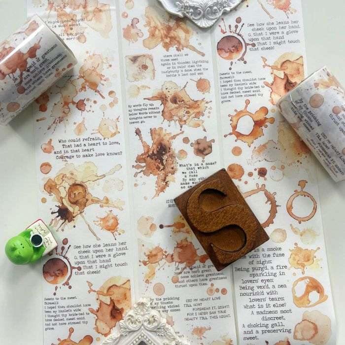Coffee Stains Poetry Washi Tape Roll | As You Wish