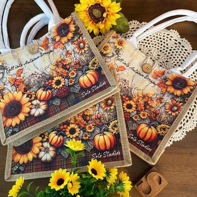 Golden Autumn Linen Bag
