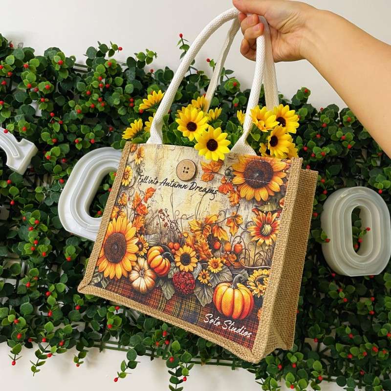 Golden Autumn Linen Bag