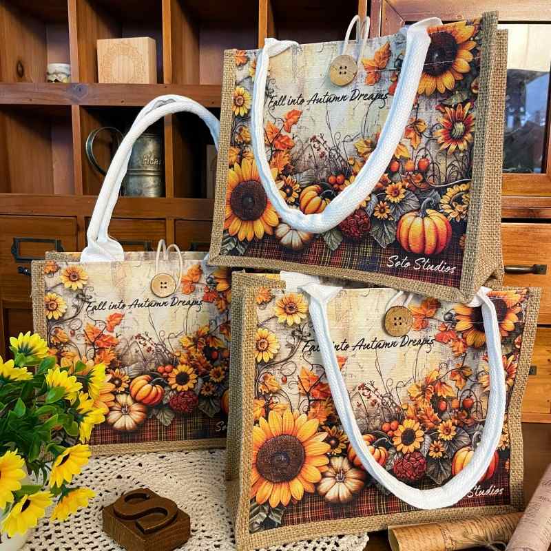 Golden Autumn Linen Bag