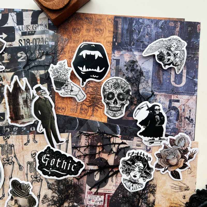 Old Skeleton Ephemera Mystery Kit 75PCS