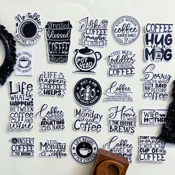 Caffeine Words Sticker 22PCS | ML