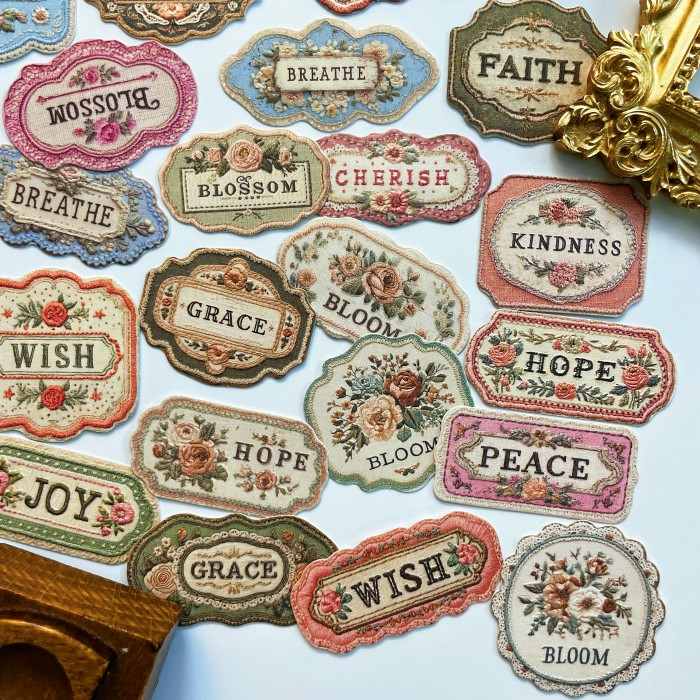 Flowers Embroider Sticker 60PCS