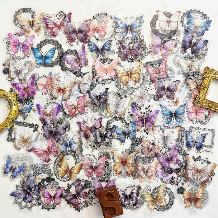 Lace Moth Sticker 60PCS