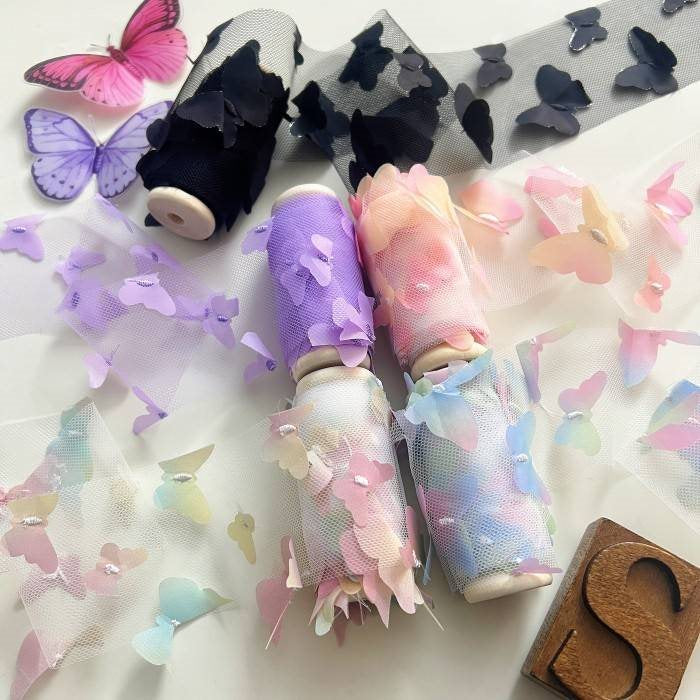 3D Butterfly Embroidered Ribbon