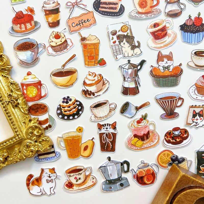 Cat Cafe Diary Sticker 60PCS