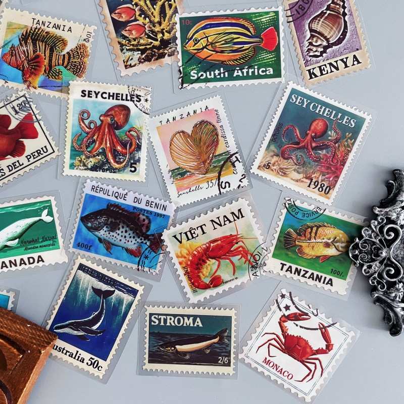 Ocean Stamps Sticker 50PCS