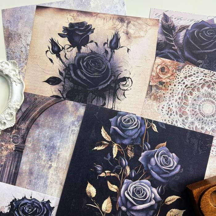 Ebony Rose Collage Paper 24 Sheets