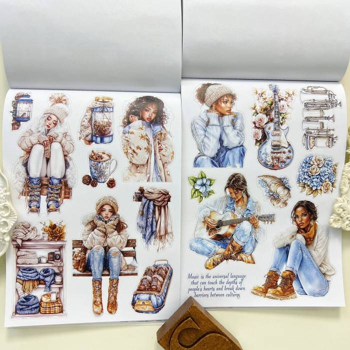 Blue Gold Symphony Sticker Book 20Sheets