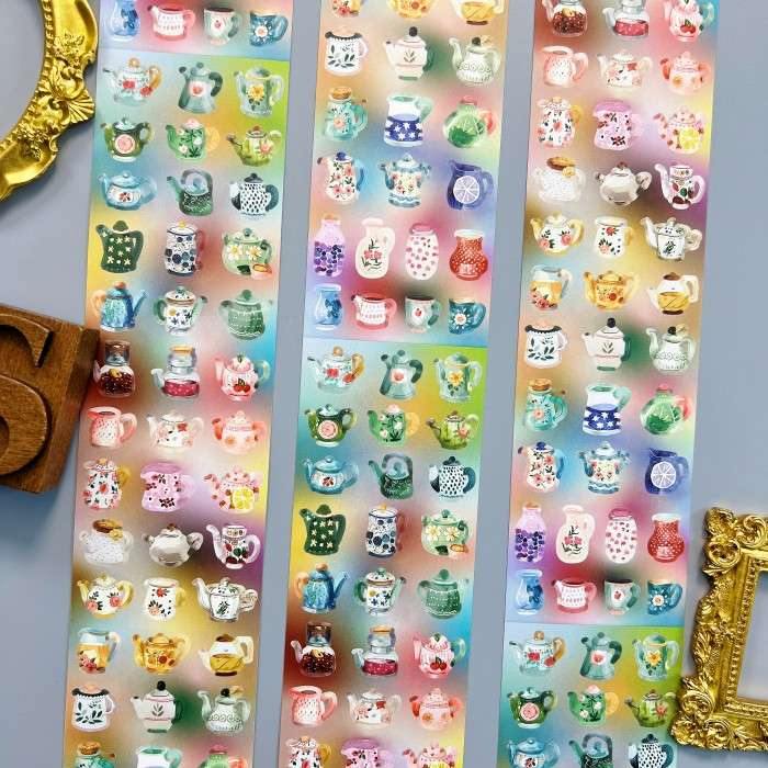 Graceful Cup Kraft Paper Sticker Roll