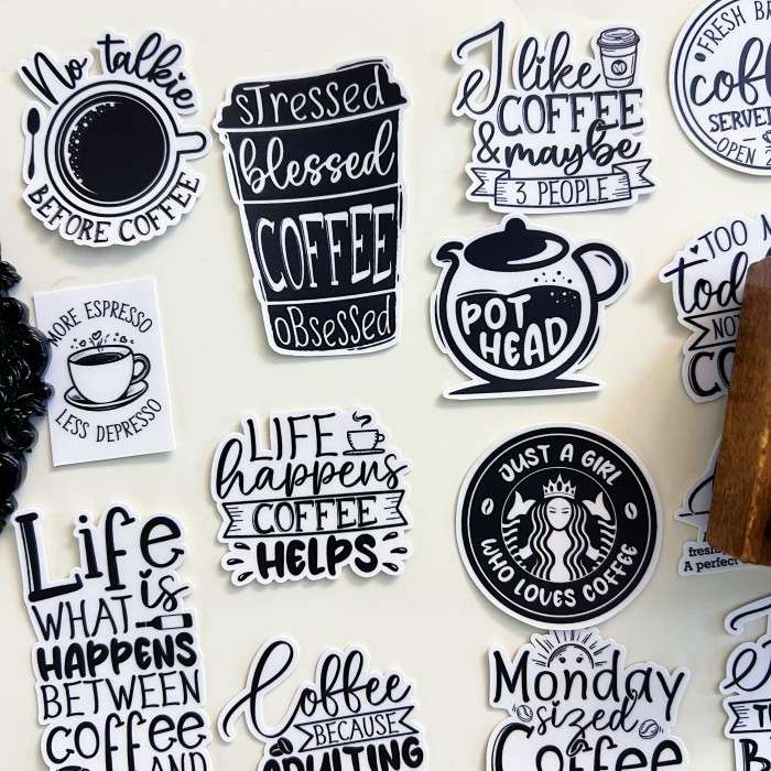 Caffeine Words Sticker 22PCS | ML