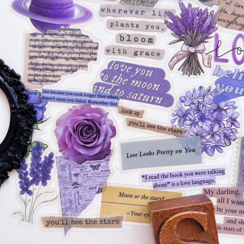 Purple Poetry Sticker 50PCS