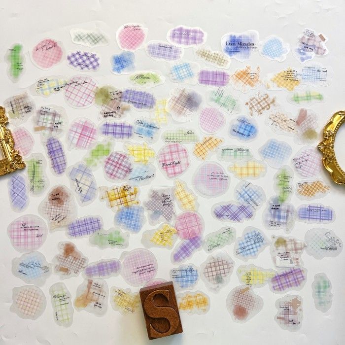 Colorful Plaid Paving Sticker 90PCS