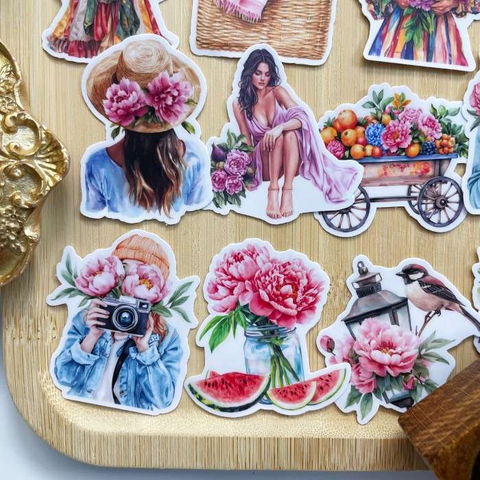 Peony Girl Sticker 20PCS