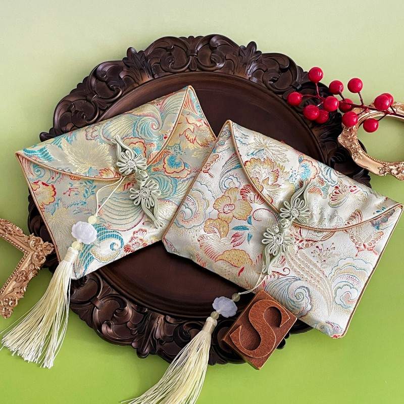 Silk Brocade Peony Pouch