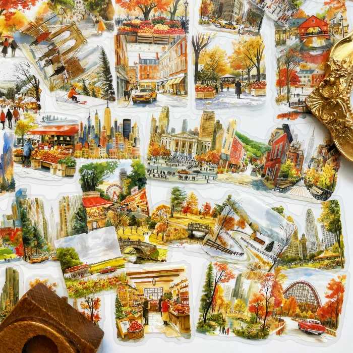 Red Maple City Sticker 75PCS