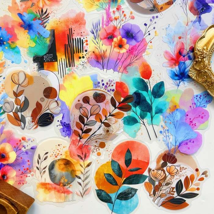 Foggy Flower Stem Sticker 36PCS