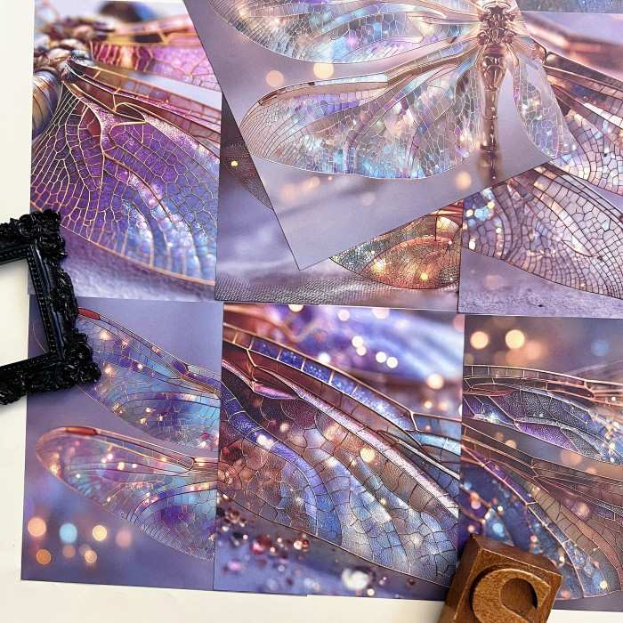 Dragonfly Wings Collage Paper 12Sheets