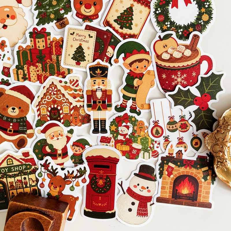 Antique Xmas Sticker 50PCS