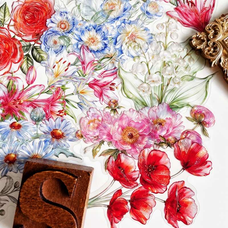 Iridescent Floral Sticker 30PCS