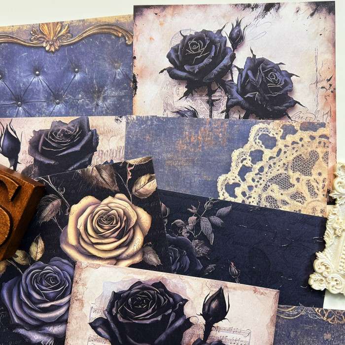 Ebony Rose Collage Paper 24 Sheets