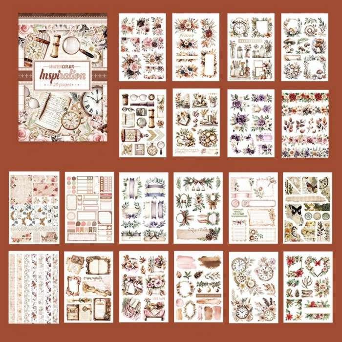 Watercolor Inspiration Sticker Book 20Sheets