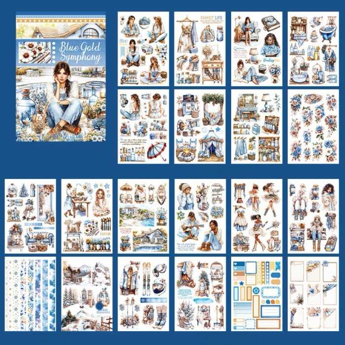 Blue Gold Symphony Sticker Book 20Sheets