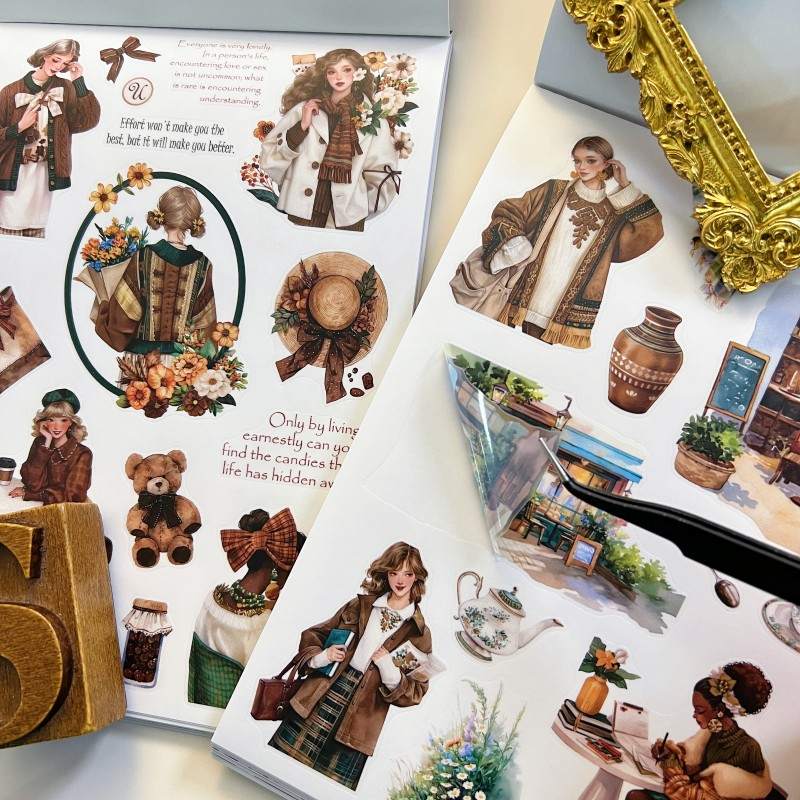 Nestled In Brown Sticker Book 20Sheets