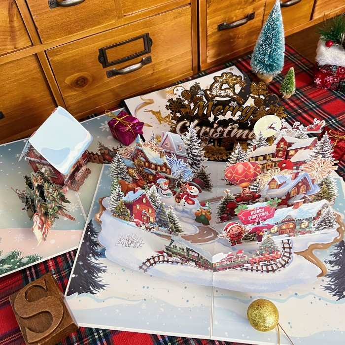 Festive Village 3D Greeting Card