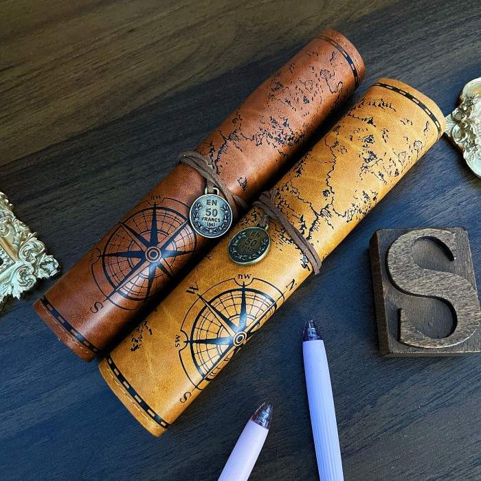 Treasure Map Pencil Roll Pouch