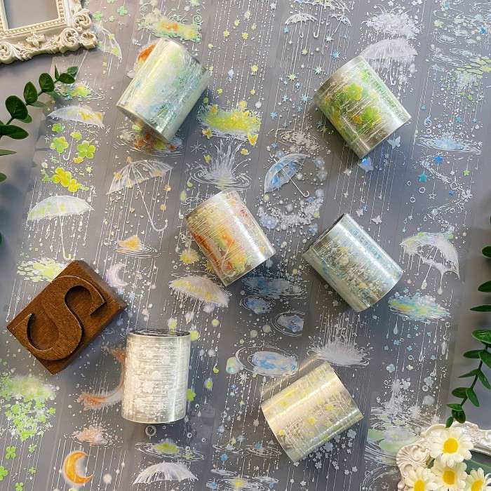 Hazy Rain PET Tape Roll