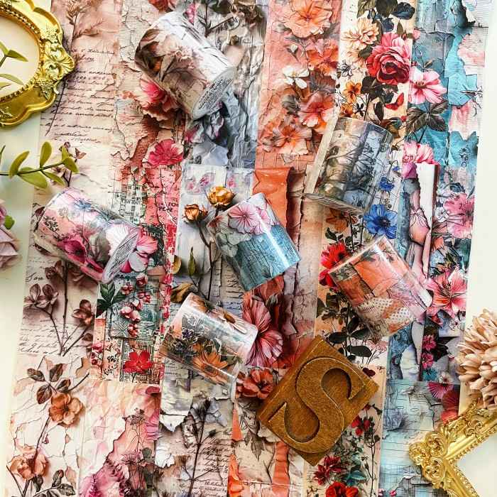 Flower Collage Washi Tape Roll