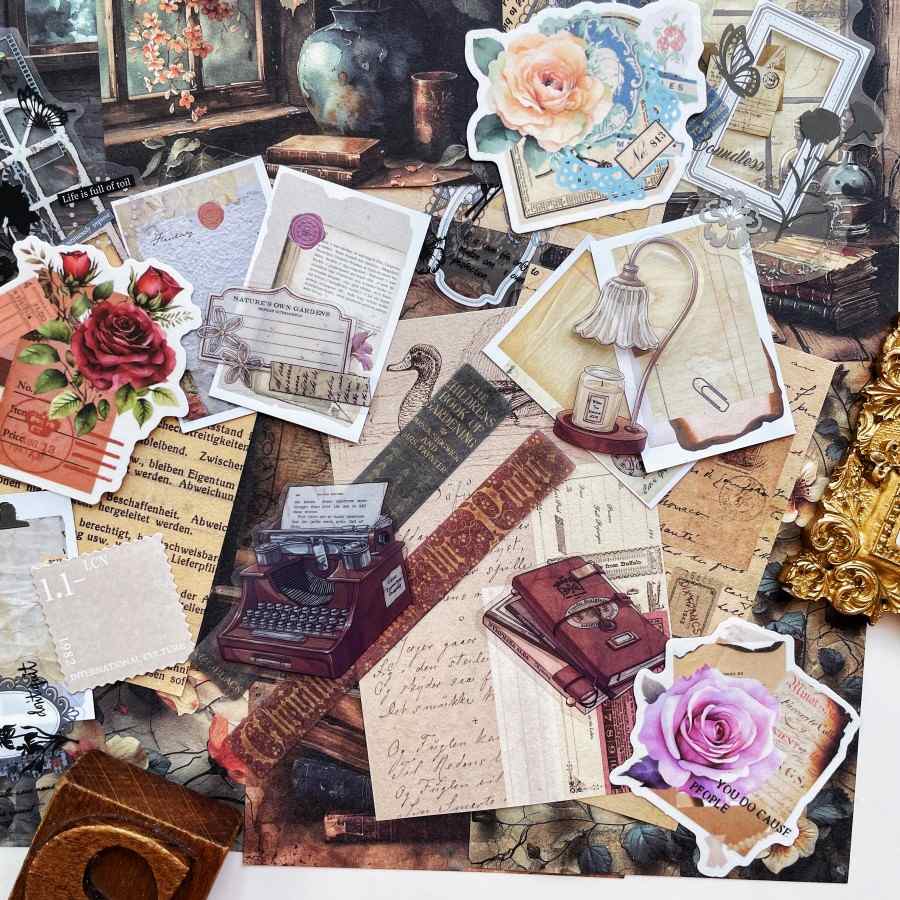 Books And Letters Ephemera Mystery Kit 110PCS