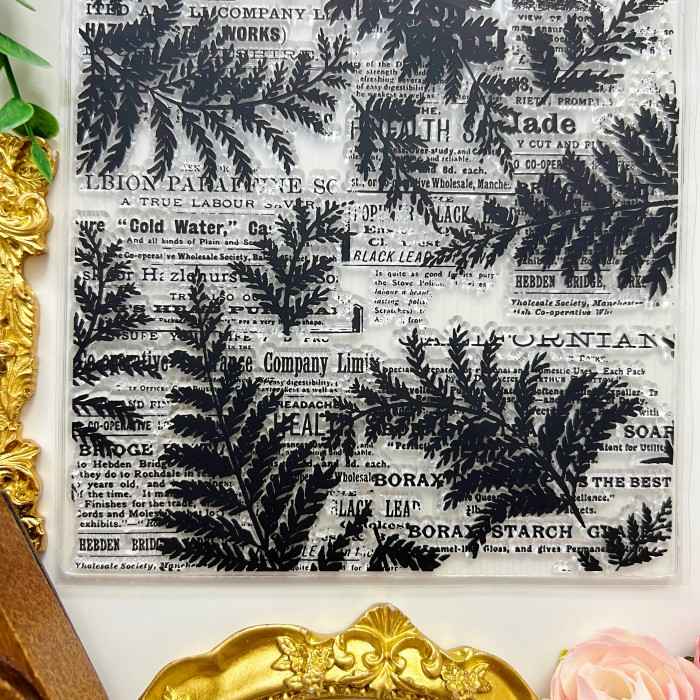 Green Script Clear Stamp