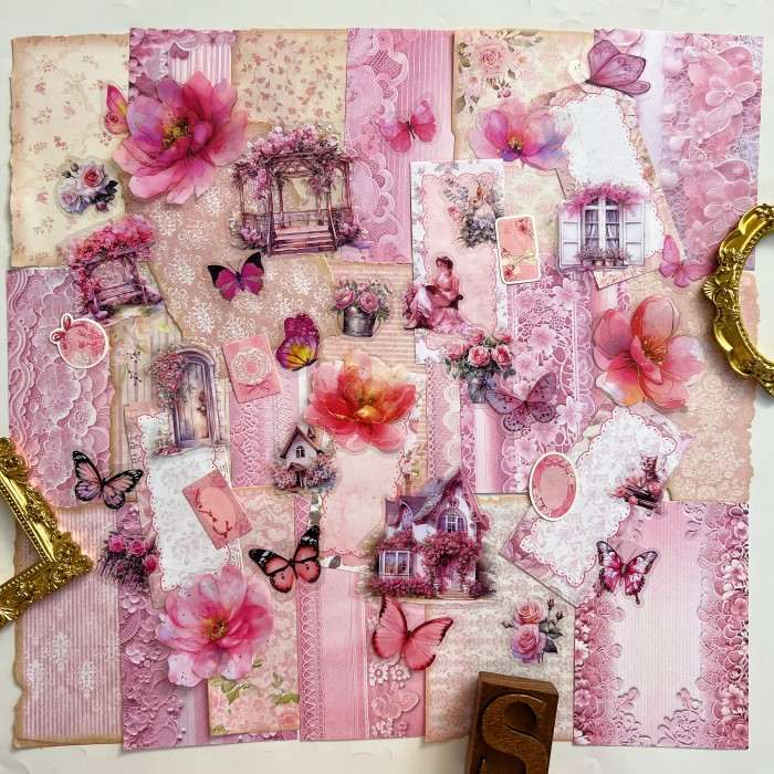 Coral Pink Ephemera Mystery Kit
