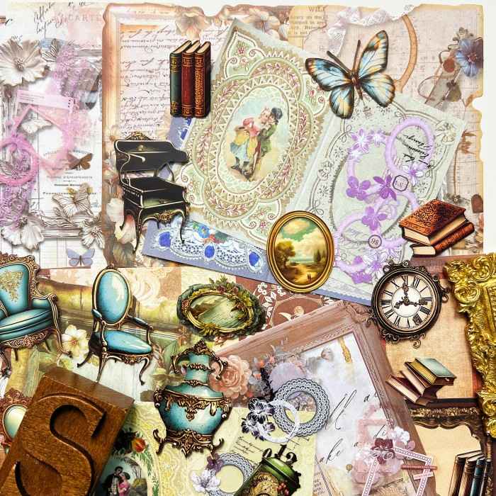 Noble Treasures Ephemera Mystery Kit 110PCS
