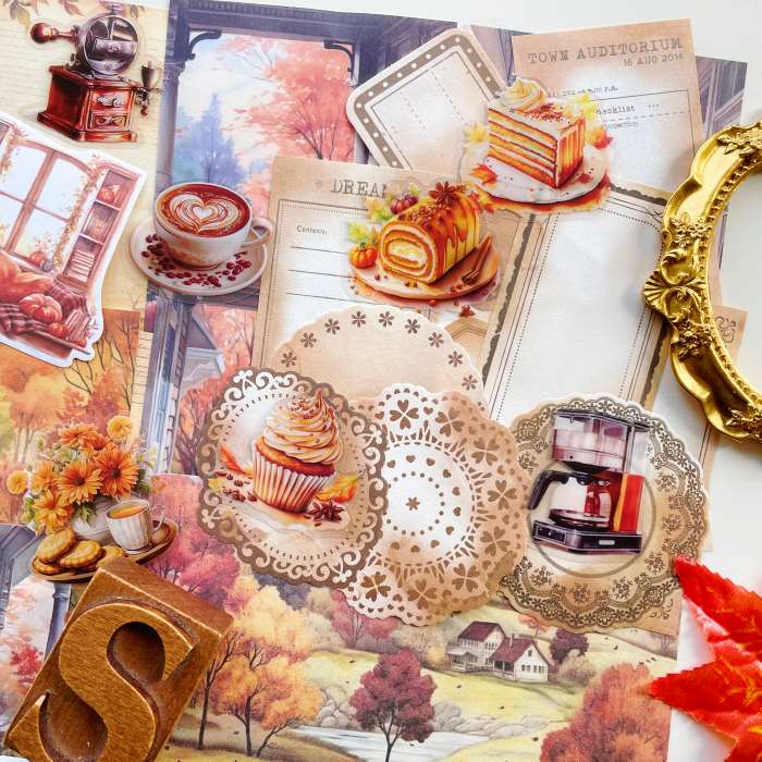 Cozy Afternoon Brew Ephemera Mystery Kit 65PCS
