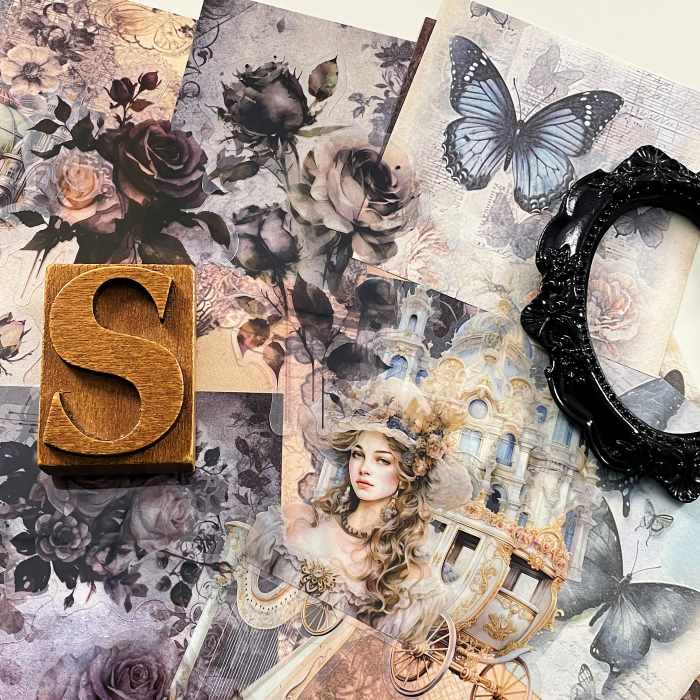 Shadowy Rose Ephemera Mystery Kit 65PCS