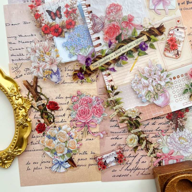 Blooming Letters Ephemera Mystery Kit 60PCS