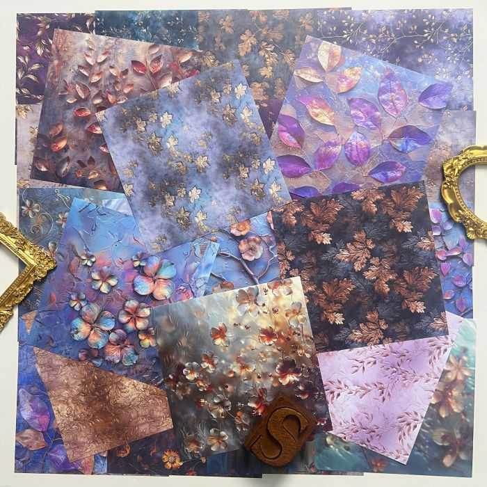 Metallic Leaves Collage Paper 24 Sheets