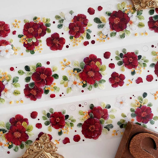 Vintage Camellia PET Tape | Xiao Bai Jia