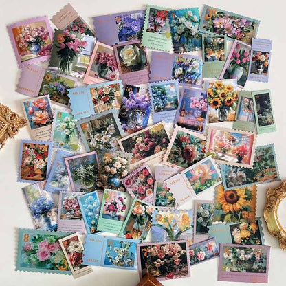 Oil Flower Stamp Sticker 50PCS